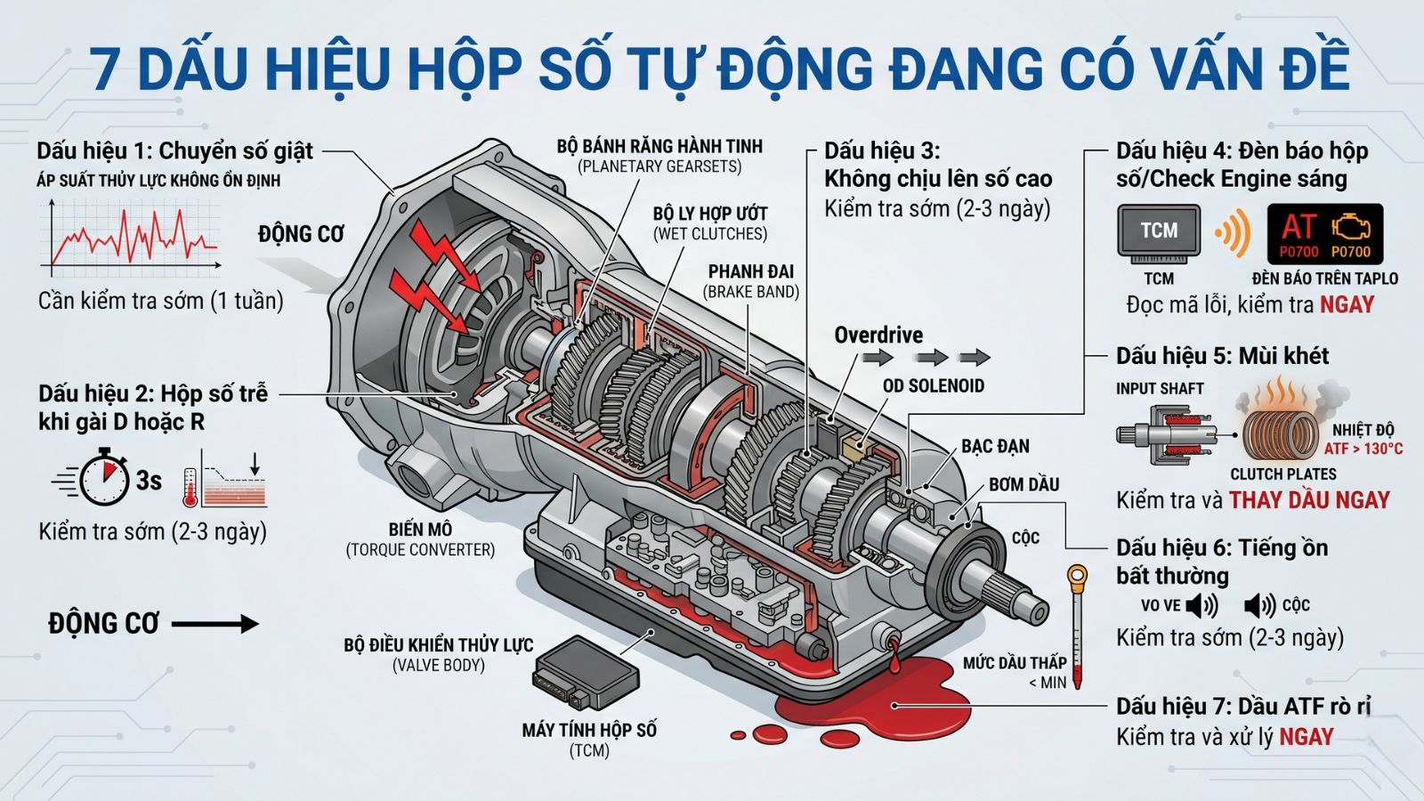 7 Dấu Hiệu Hộp Số Tự Động Đang Có Vấn Đề