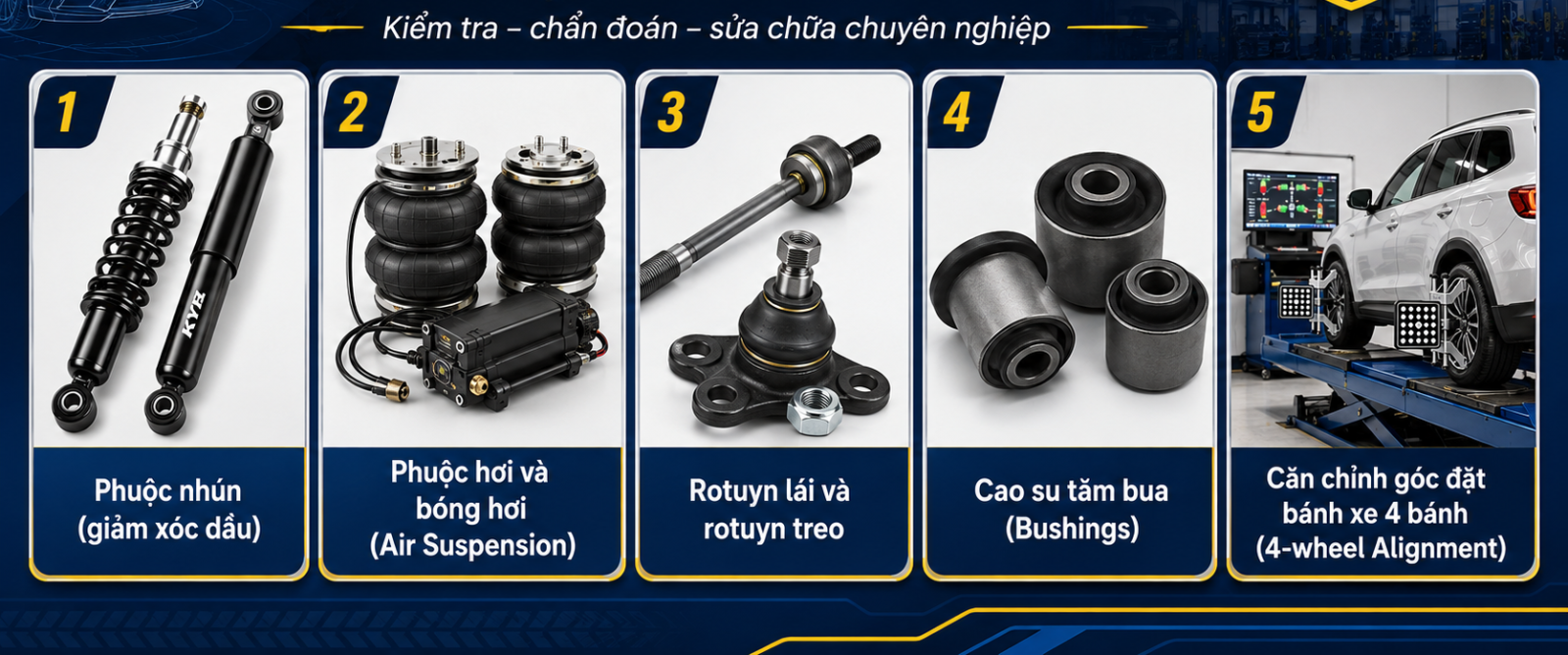 Các Dịch Vụ Hệ Thống Treo & Giảm Xốc Tại Garage Ô Tô Phú Mỹ