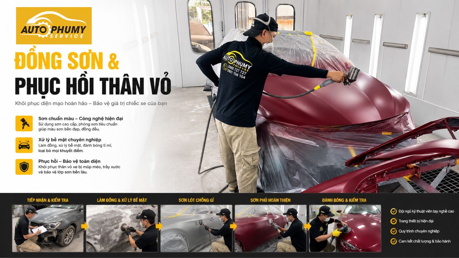 Đồng Sơn & Phục Hồi Thân Vỏ Tại Garage Ô Tô Phú Mỹ
