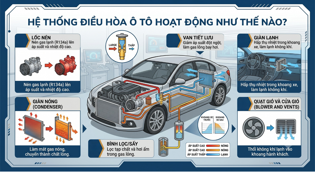 ệ Thống Điều Hòa Ô Tô Hoạt Động Như Thế Nào?