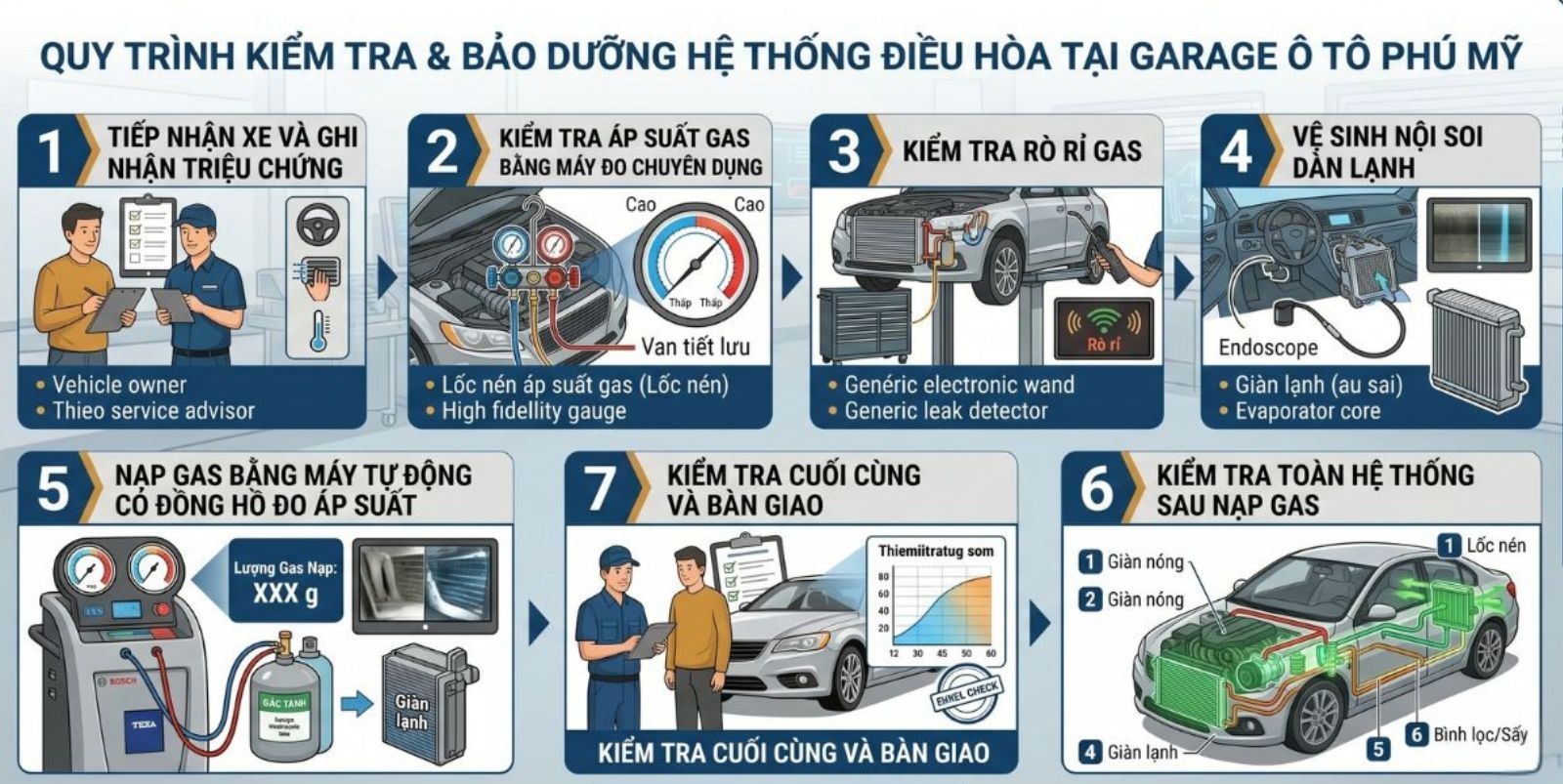 Quy Trình Kiểm Tra & Bảo Dưỡng Tại Garage Ô Tô Phú Mỹ