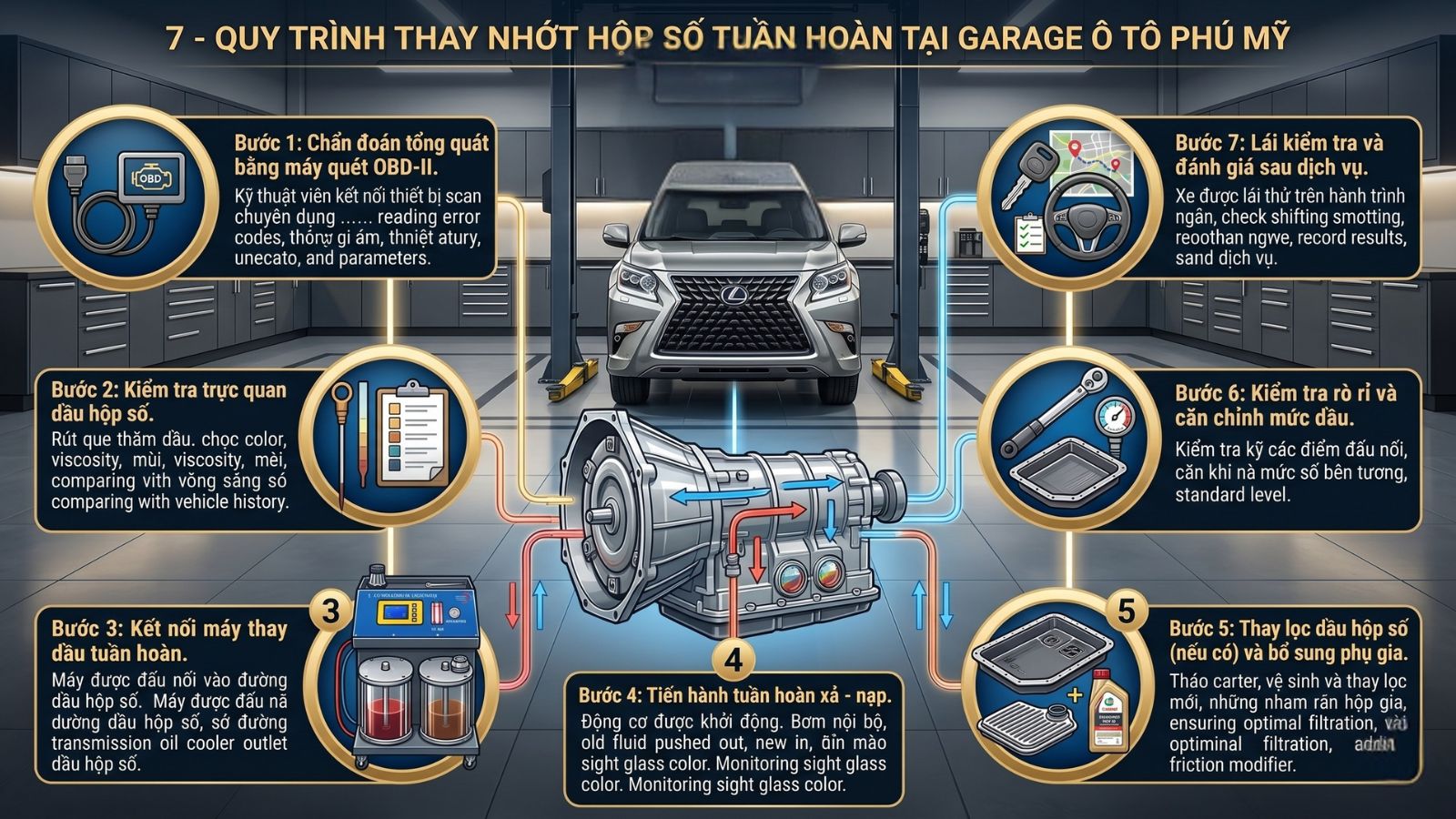 Quy Trình Thay Nhớt Hộp Số Tuần Hoàn Tại Garage Ô Tô Phú Mỹ